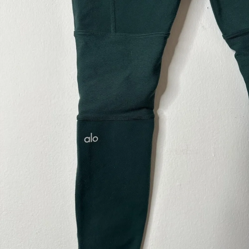 Alo Yoga Midnight Green High Wide Waist Leggings with Breathable Wicking XS